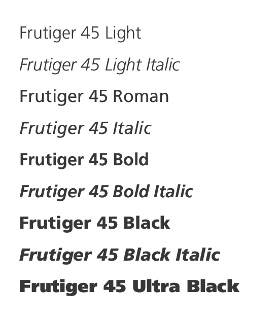 download frutiger 45 light font